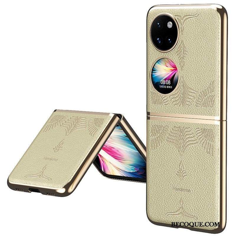 Case Huawei P50 Pocket Retro Kukkainen Keinonahka