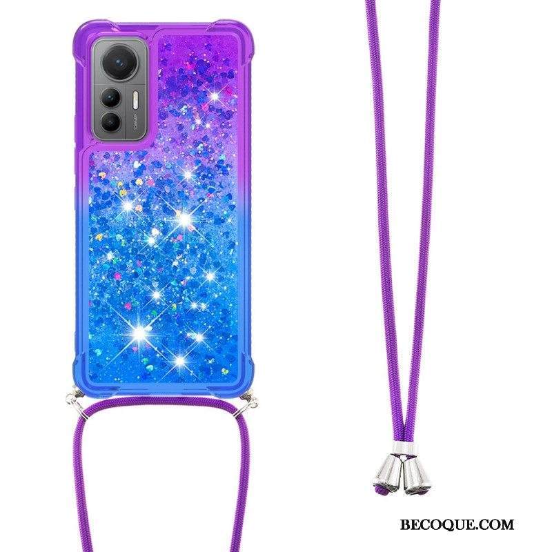 Case Xiaomi 12 Lite Kiristysnyörillä Glitter Silikoni Johto