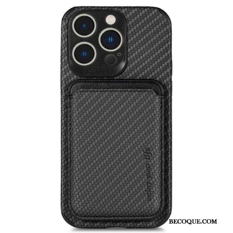 Case iPhone 14 Pro Lompakkokuori Hiilikuitu Ja Magneettinen Lompakko