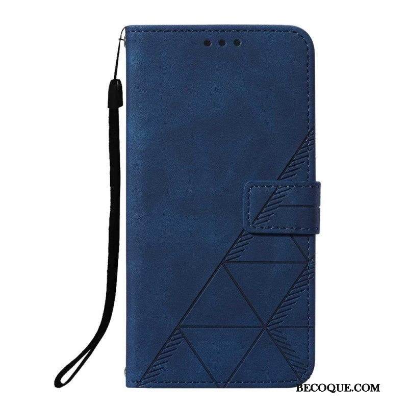 Kotelot Xiaomi Redmi Note 10 Pro Suojaketju Kuori Strappy Geometric Leather Style