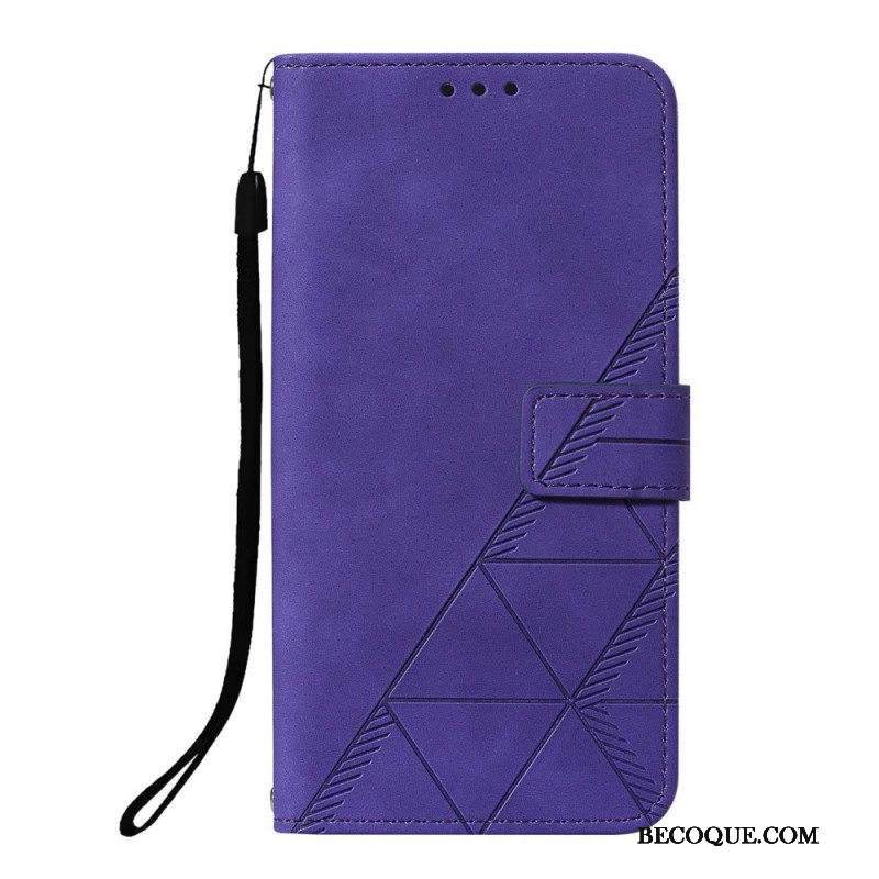 Kotelot Xiaomi Redmi Note 10 Pro Suojaketju Kuori Strappy Geometric Leather Style