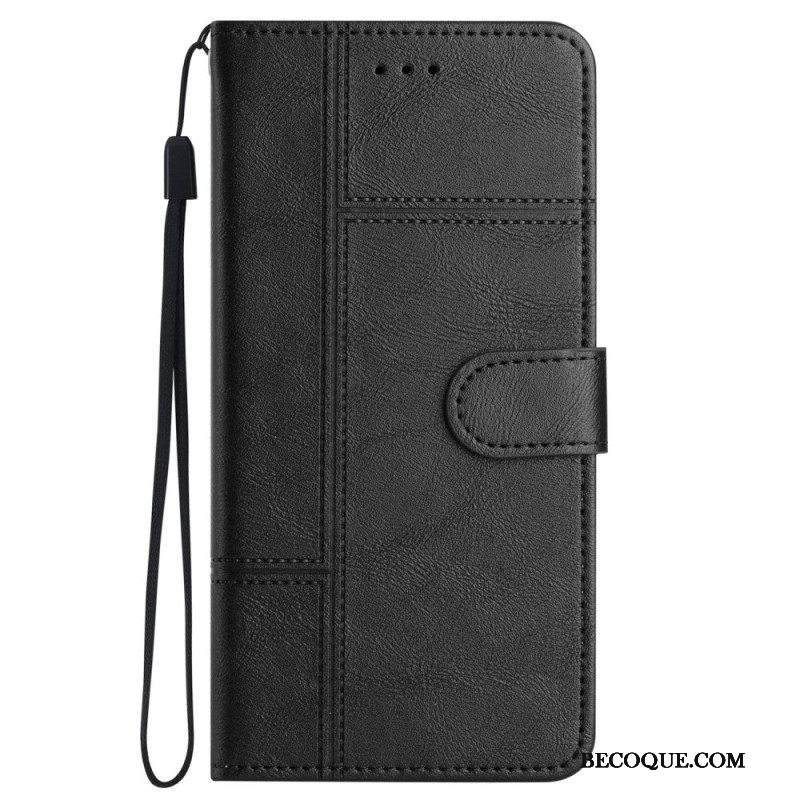 Kotelot iPhone 14 Pro Max Suojaketju Kuori Strappy Business Leather Style