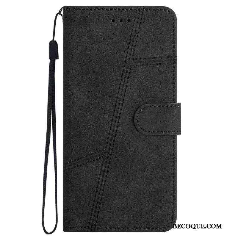 Kotelot iPhone 14 Pro Suojaketju Kuori Strappy Elegance Leather Style