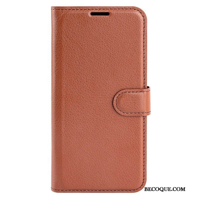 Kotelot iPhone 15 Classic Litchi Faux Leather