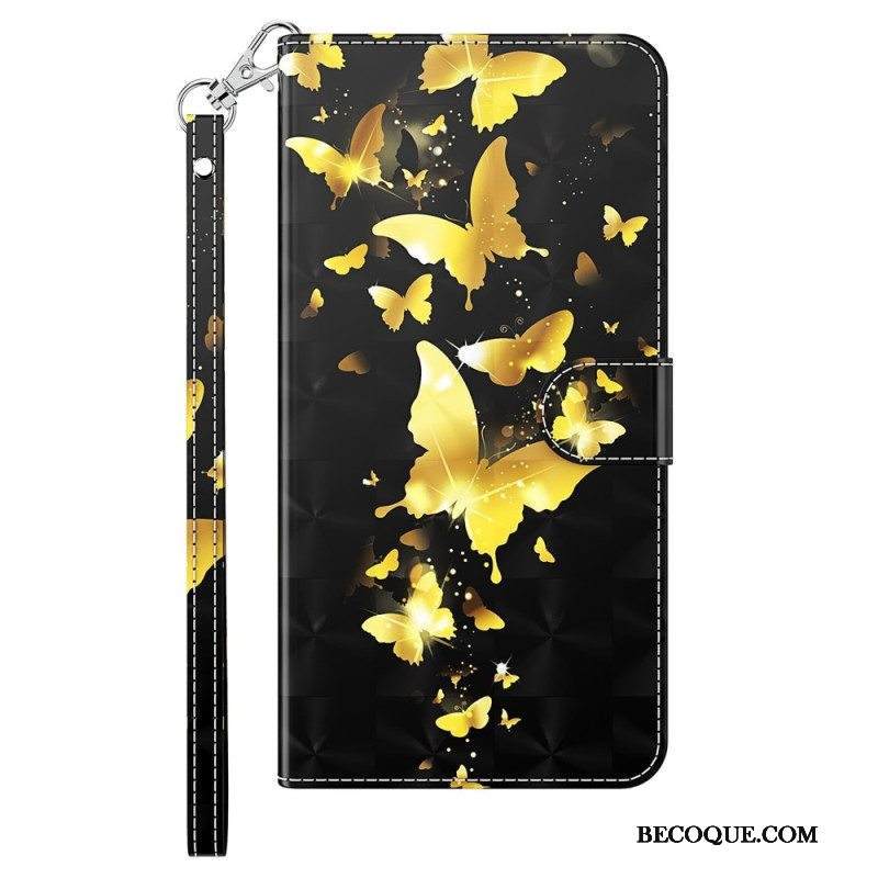 Kotelot iPhone 15 Plus Suojaketju Kuori 3d-perhoset Kaulanauhalla