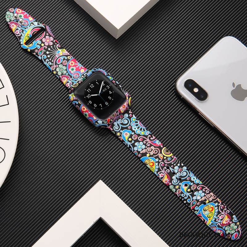 Kuori Apple Watch Series 1 Silikoni Tide-brändi Musta, Kotelo Apple Watch Series 1 Suojaus Painatus
