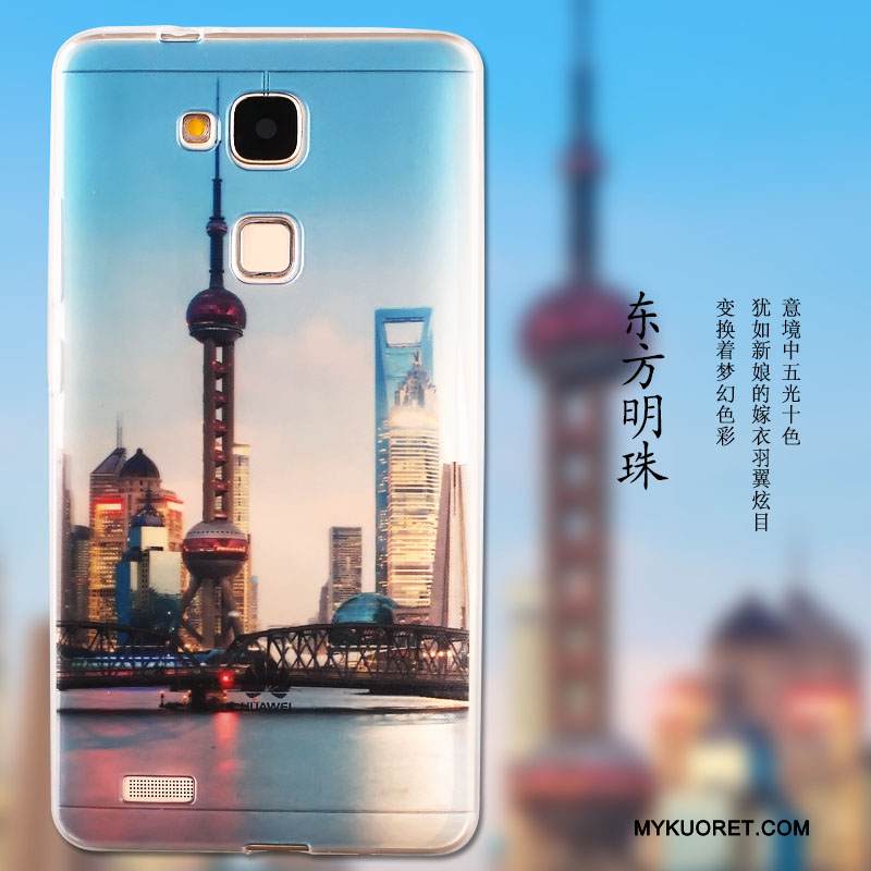 Kuori Huawei G7 Plus Pehmeä Neste Puhelimen Kuoret Murtumaton, Kotelo Huawei G7 Plus Silikoni Sininen