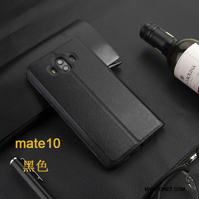 Kuori Huawei Mate 10 Pro Laukut Musta Murtumaton, Kotelo Huawei Mate 10 Pro Nahka Puhelimen Kuoret Liiketoiminta