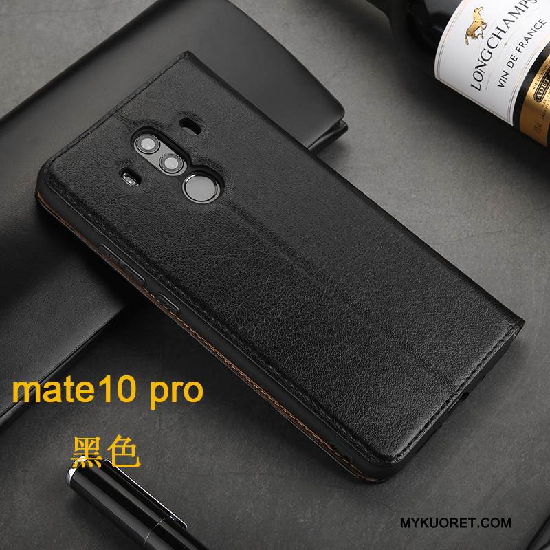 Kuori Huawei Mate 10 Pro Laukut Musta Murtumaton, Kotelo Huawei Mate 10 Pro Nahka Puhelimen Kuoret Liiketoiminta