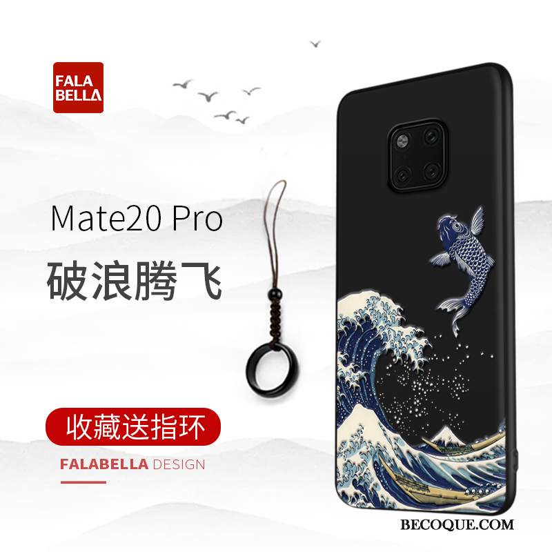 Kuori Huawei Mate 20 Pro Laukut Kiinalainen Tyyli Trendi, Kotelo Huawei Mate 20 Pro Vuosikerta Musta Puhelimen Kuoret
