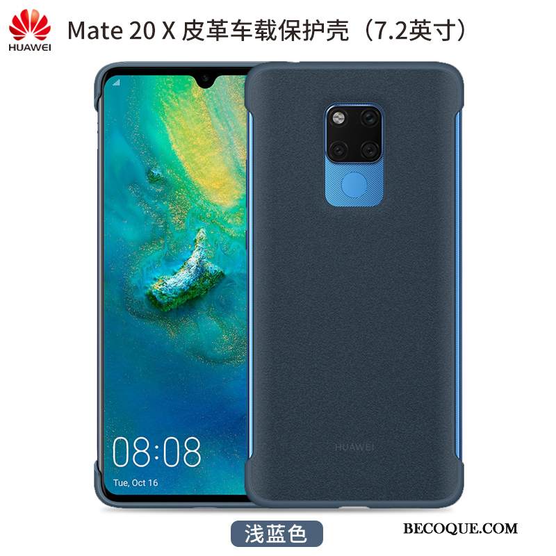 Kuori Huawei Mate 20 X Nahka Auto Sininen, Kotelo Huawei Mate 20 X Suojaus Magneettinen