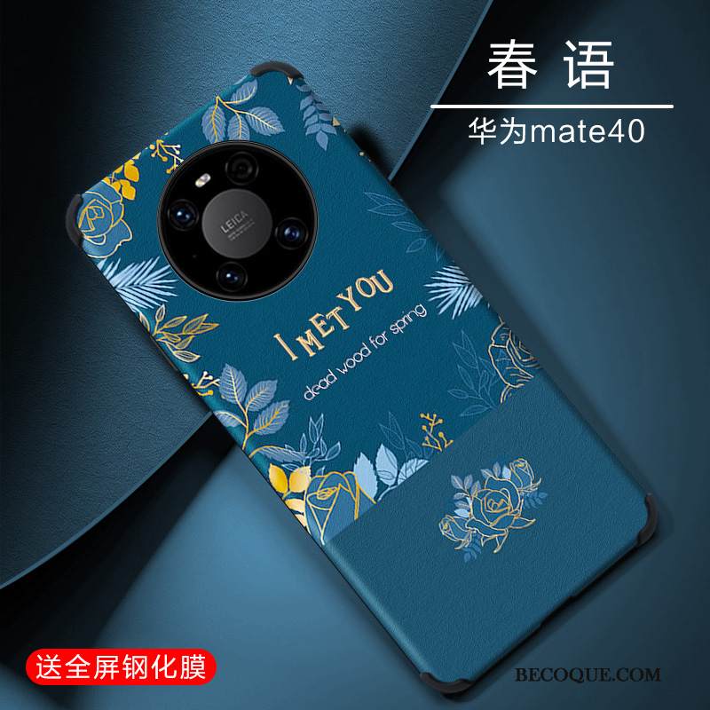 Kuori Huawei Mate 40 Laukut Yksinkertainen Sininen, Kotelo Huawei Mate 40 Silikoni Puhelimen Kuoret Ihana