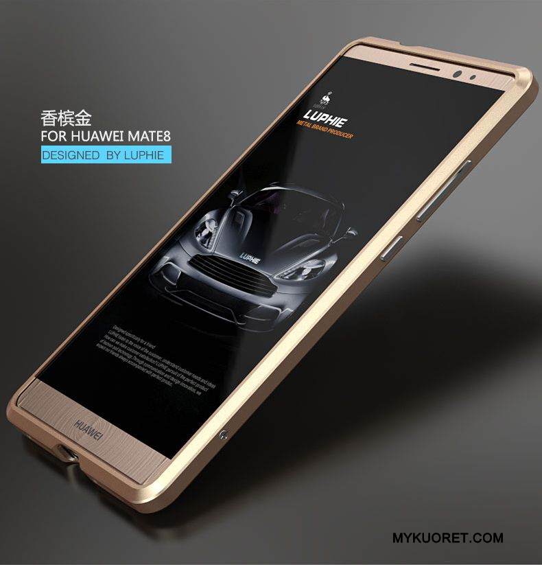Kuori Huawei Mate 8 Metalli Murtumaton Ultra, Kotelo Huawei Mate 8 Suojaus Puhelimen Kuoret Kulta