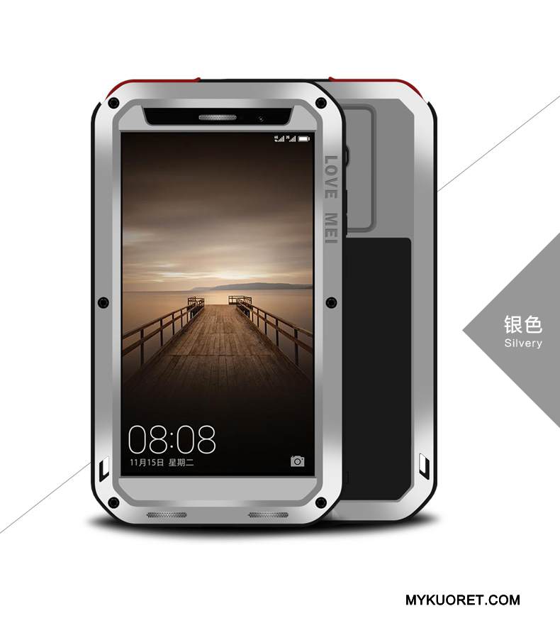 Kuori Huawei Mate 8 Silikoni Puhelimen Kuoret Murtumaton, Kotelo Huawei Mate 8 Metalli Musta Kolme Puolustusta