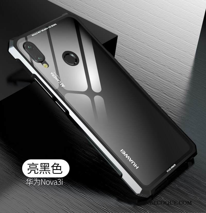 Kuori Huawei P Smart+ Laukut Murtumaton Peili, Kotelo Huawei P Smart+ Metalli Kehys Violetti