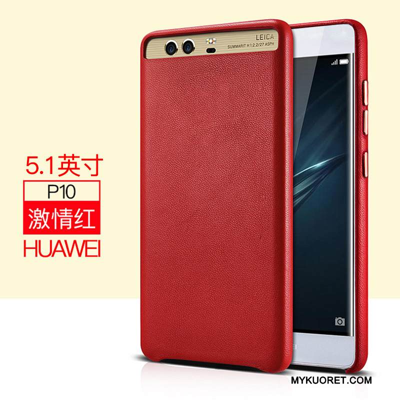Kuori Huawei P10 Nahka Liiketoiminta Punainen, Kotelo Huawei P10 Laukut Puhelimen Kuoret
