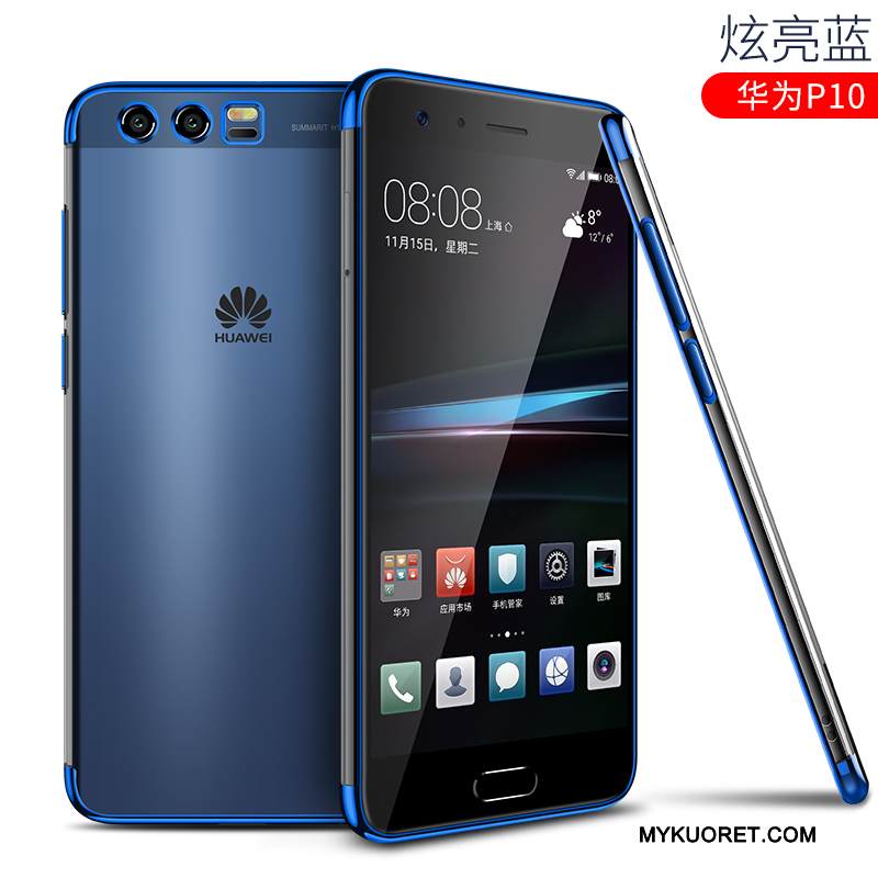 Kuori Huawei P10 Silikoni Läpinäkyvä Pinnoitus, Kotelo Huawei P10 Laukut Murtumaton Sininen