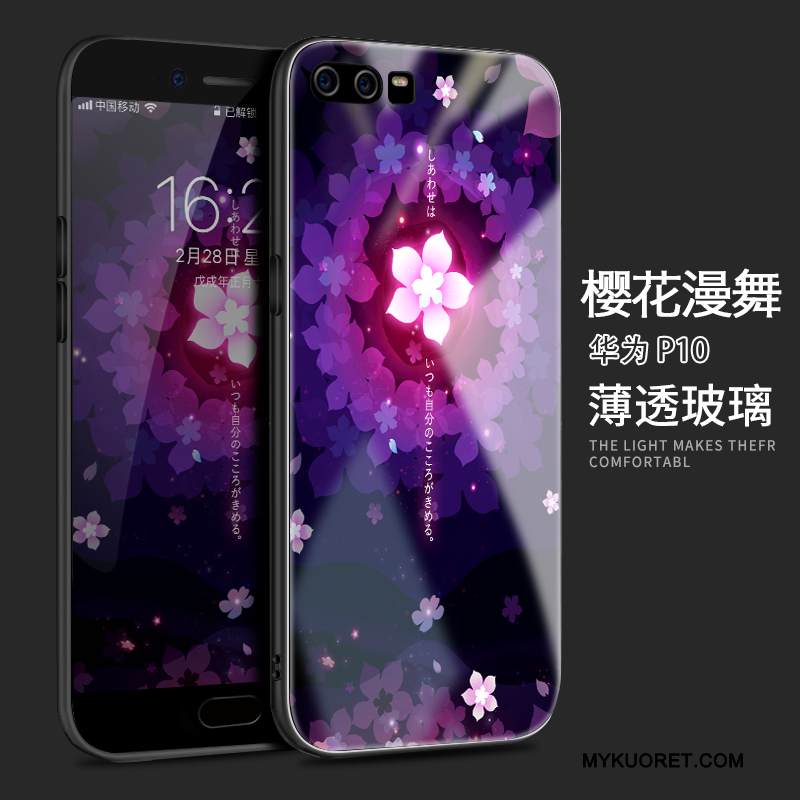 Kuori Huawei P10 Suojaus Puhelimen Kuoret Violetti, Kotelo Huawei P10 Luova Musta Lasi