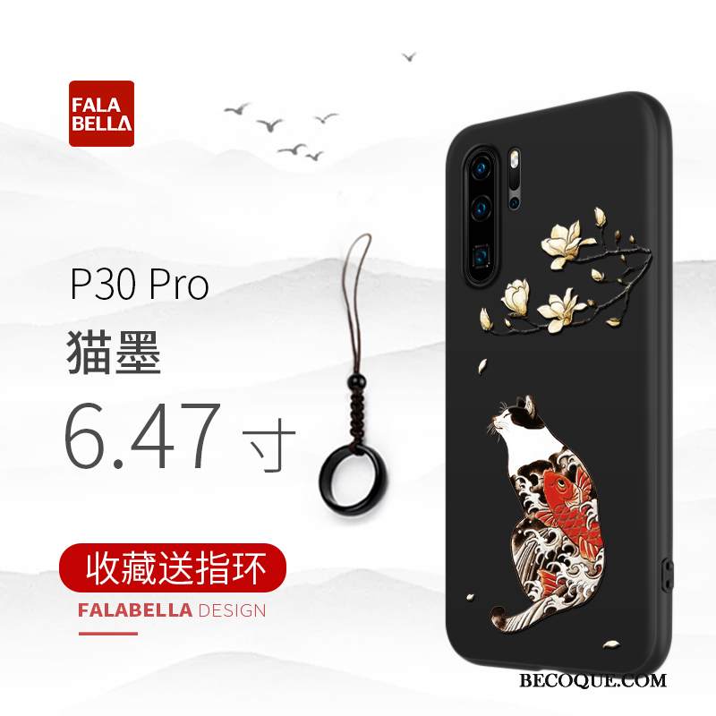 Kuori Huawei P30 Pro Suojaus Tide-brändi Murtumaton, Kotelo Huawei P30 Pro Silikoni Persoonallisuus Musta