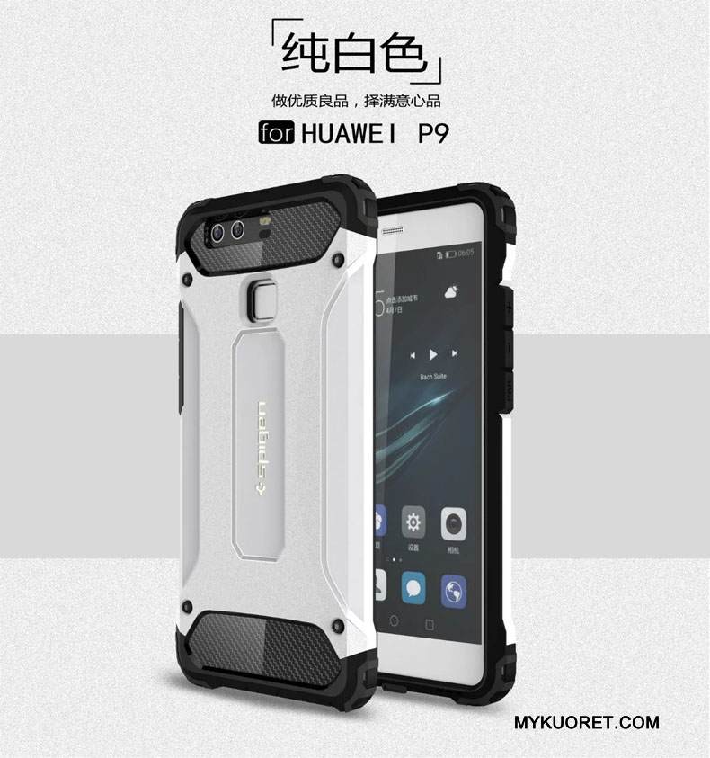 Kuori Huawei P9 Laukut Hopea Murtumaton, Kotelo Huawei P9 Suojaus Kolme Puolustusta Suupaltti