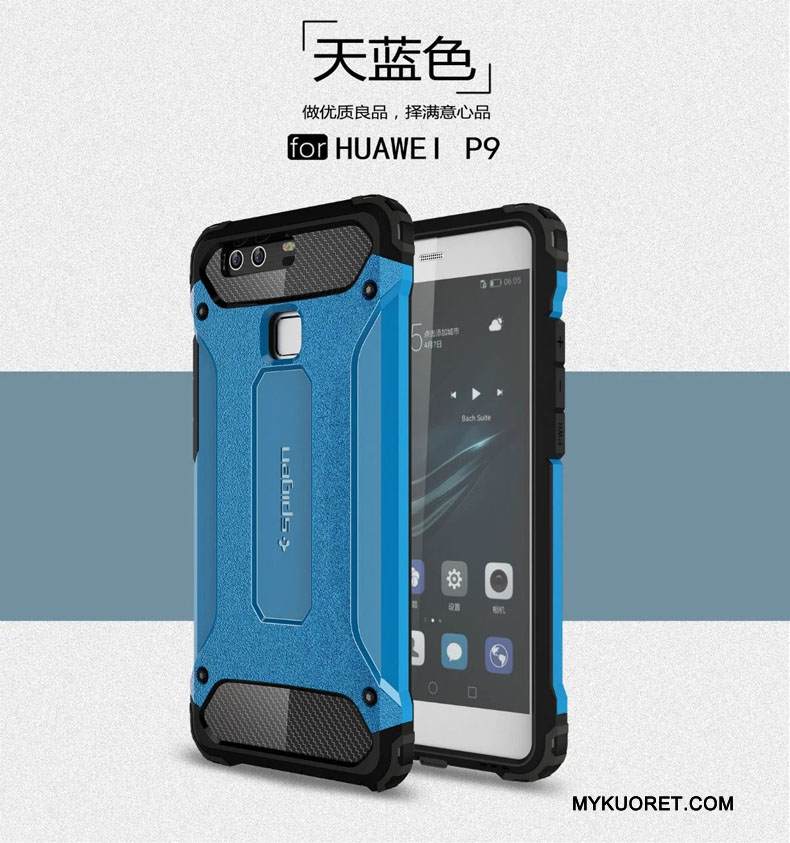 Kuori Huawei P9 Laukut Hopea Murtumaton, Kotelo Huawei P9 Suojaus Kolme Puolustusta Suupaltti