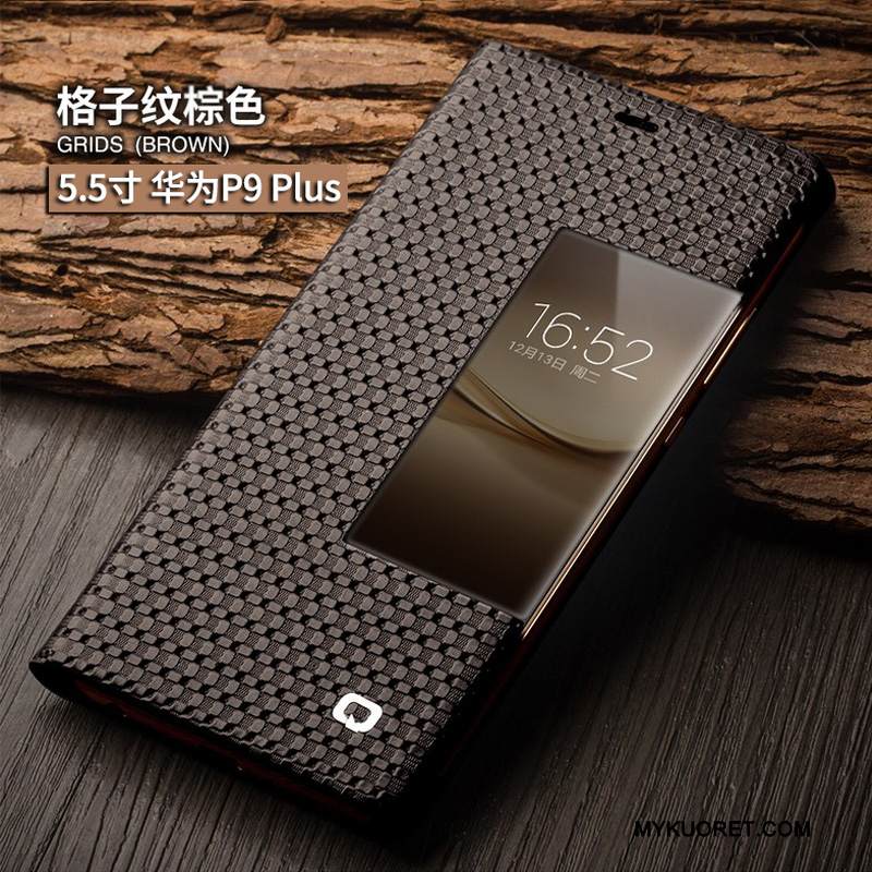 Kuori Huawei P9 Nahka Musta Horrostila, Kotelo Huawei P9 Suojaus Puhelimen Kuoret Liiketoiminta