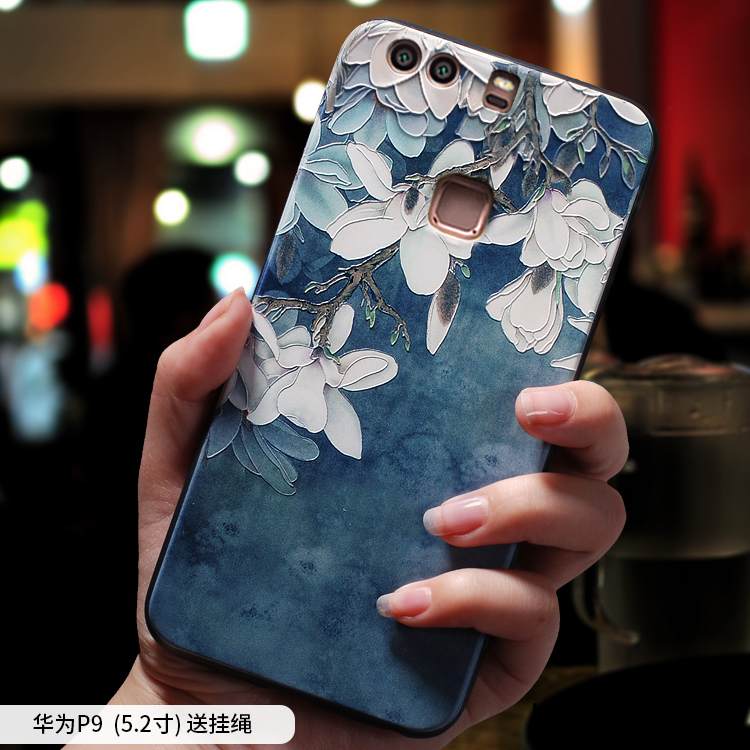 Kuori Huawei P9 Plus Pehmeä Neste Kiinalainen Tyyli Ripustettavat Koristeet, Kotelo Huawei P9 Plus Laukut Sininen Murtumaton