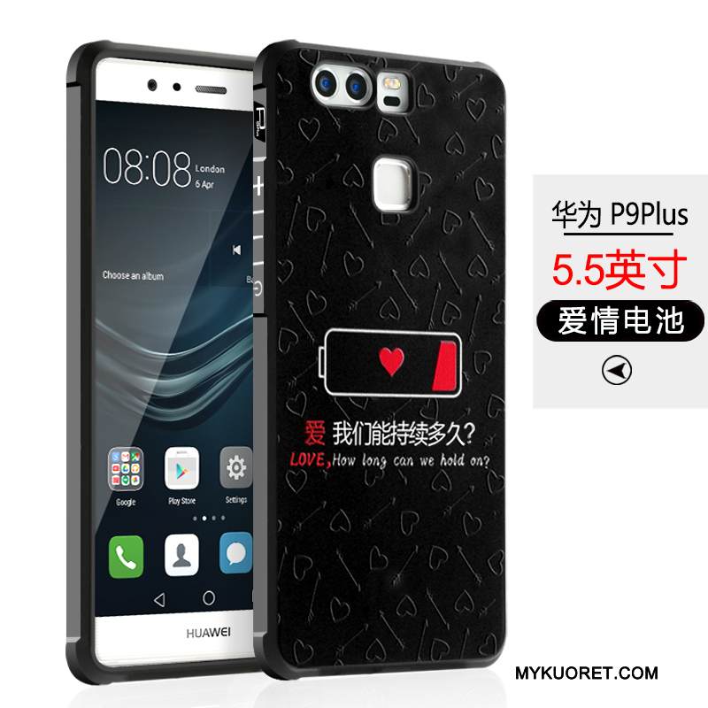 Kuori Huawei P9 Plus Suojaus Murtumaton Musta, Kotelo Huawei P9 Plus Sarjakuva Puhelimen Kuoret Pesty Suede