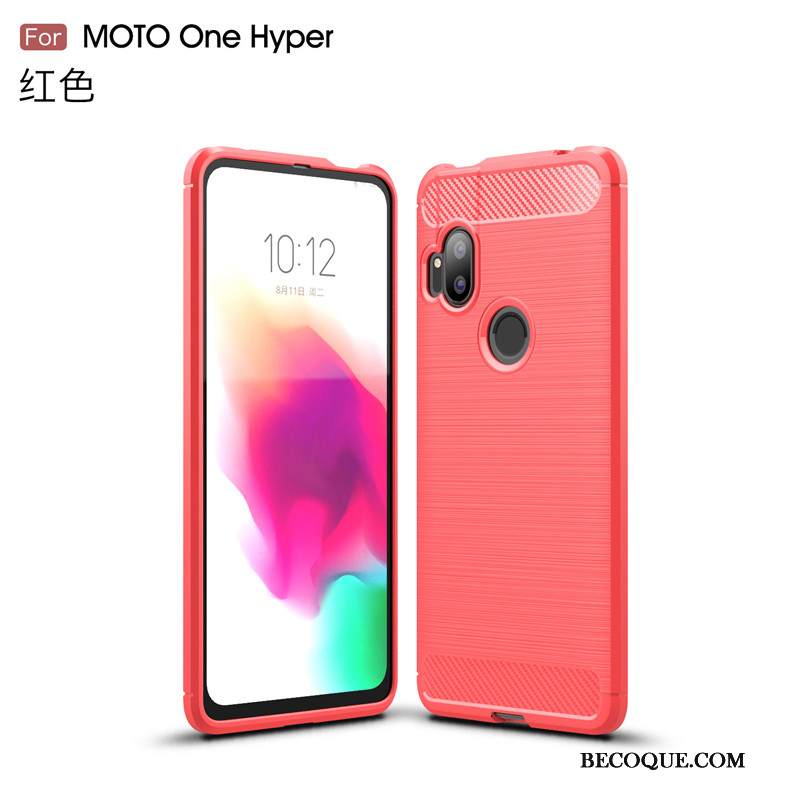 Kuori Motorola One Hyper Pehmeä Neste Murtumaton Puhelimen Kuoret, Kotelo Motorola One Hyper Suojaus Johdin Punainen