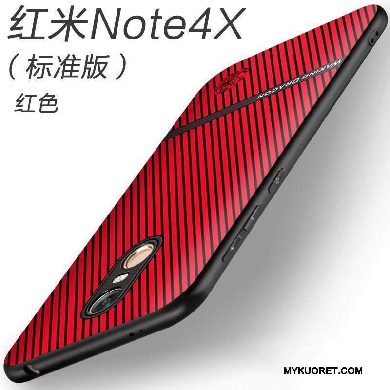Kuori Redmi Note 4x Kohokuviointi Pesty Suede Punainen, Kotelo Redmi Note 4x Suojaus Liukumaton Liiketoiminta