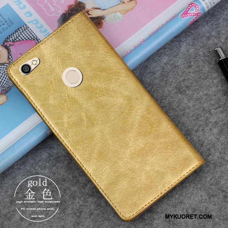 Kuori Redmi Note 5a Nahka Punainen Puhelimen Kuoret, Kotelo Redmi Note 5a Laukut Murtumaton Kulta