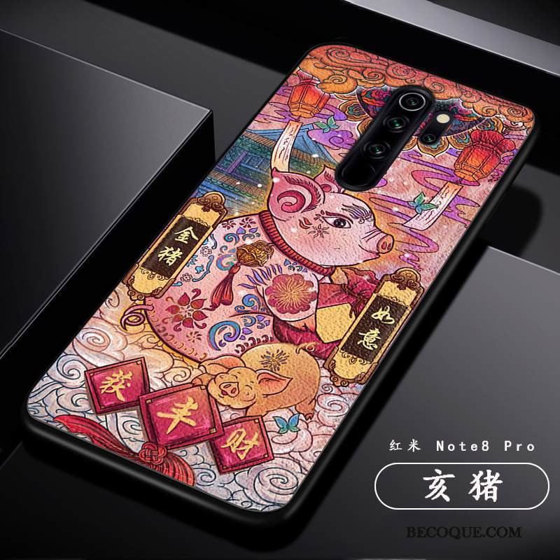 Kuori Redmi Note 8 Pro Nahka Kiinalainen Tyyli Puhelimen Kuoret, Kotelo Redmi Note 8 Pro Laukut Punainen Kukkakuvio
