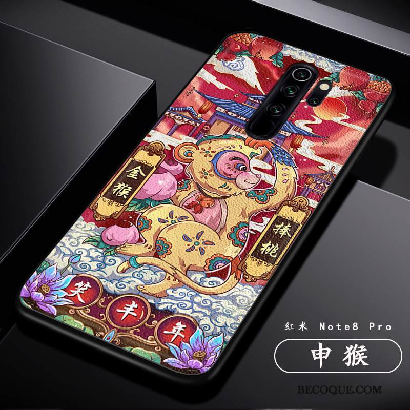 Kuori Redmi Note 8 Pro Nahka Kiinalainen Tyyli Puhelimen Kuoret, Kotelo Redmi Note 8 Pro Laukut Punainen Kukkakuvio