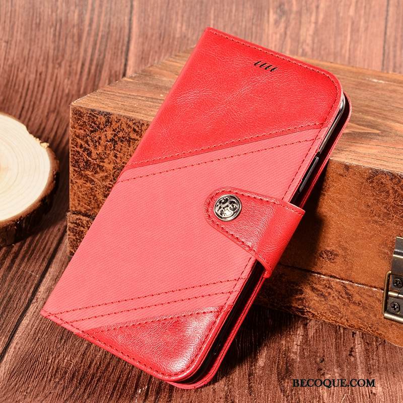 Kuori Redmi Note 8t Nahka Liitos Punainen, Kotelo Redmi Note 8t Suojaus Murtumaton Musta