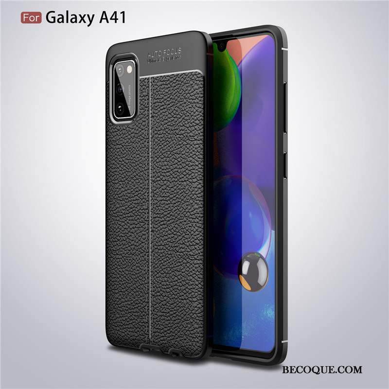 Kuori Samsung Galaxy A41 Nahka Ylellisyys Kiinteä Väri, Kotelo Samsung Galaxy A41 Suojaus Puhelimen Kuoret Liukumaton