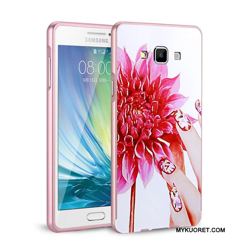 Kuori Samsung Galaxy A7 2015 Metalli Puhelimen Kuoret Kehys, Kotelo Samsung Galaxy A7 2015 Suojaus Vihreä