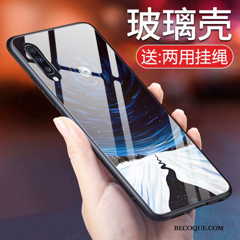 Kuori Samsung Galaxy A70 Pehmeä Neste Murtumaton Persoonallisuus, Kotelo Samsung Galaxy A70 Suojaus Sininen Puhelimen Kuoret