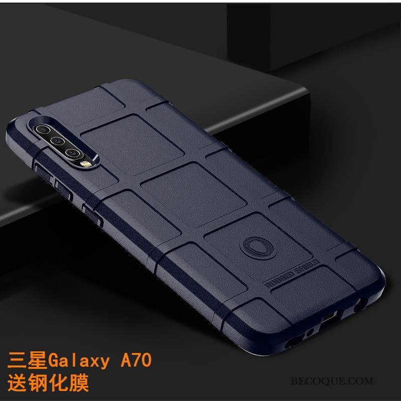 Kuori Samsung Galaxy A70 Silikoni Tide-brändi Kukkakuvio, Kotelo Samsung Galaxy A70 Luova Pesty Suede Kolme Puolustusta
