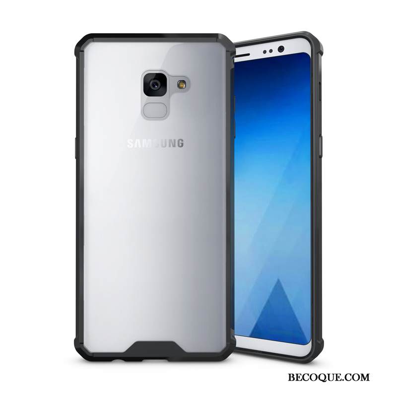 Kuori Samsung Galaxy A8 2018 Pehmeä Neste Suupaltti Läpinäkyvä, Kotelo Samsung Galaxy A8 2018 Suojaus Kehys Musta