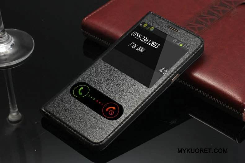 Kuori Samsung Galaxy A8 Nahka Musta Puhelimen Kuoret, Kotelo Samsung Galaxy A8 Kuoret