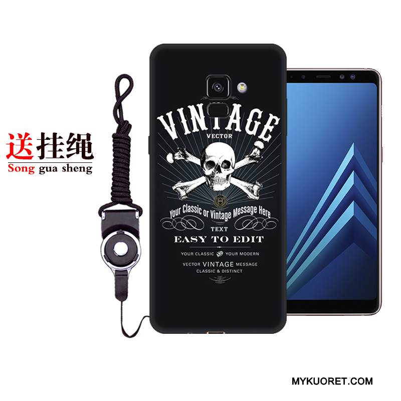 Kuori Samsung Galaxy A8+ Silikoni Persoonallisuus Musta, Kotelo Samsung Galaxy A8+ Suojaus Puhelimen Kuoret Murtumaton