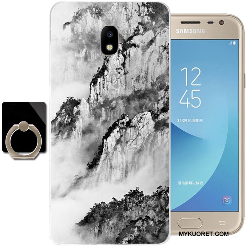 Kuori Samsung Galaxy J3 2017 Silikoni Kiinalainen Tyyli Musta, Kotelo Samsung Galaxy J3 2017 Pehmeä Neste Puhelimen Kuoret