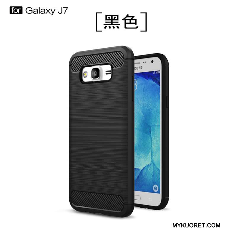 Kuori Samsung Galaxy J7 2015 Laukut Uusi Puhelimen Kuoret, Kotelo Samsung Galaxy J7 2015 Pehmeä Neste Musta Murtumaton