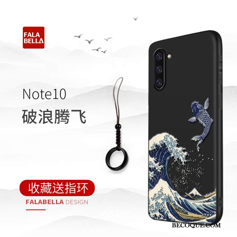 Kuori Samsung Galaxy Note 10 Luova Kiinalainen Tyyli Uusi, Kotelo Samsung Galaxy Note 10 Silikoni Pesty Suede Musta
