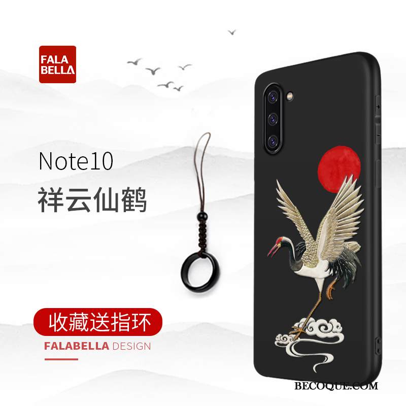 Kuori Samsung Galaxy Note 10 Luova Kiinalainen Tyyli Uusi, Kotelo Samsung Galaxy Note 10 Silikoni Pesty Suede Musta