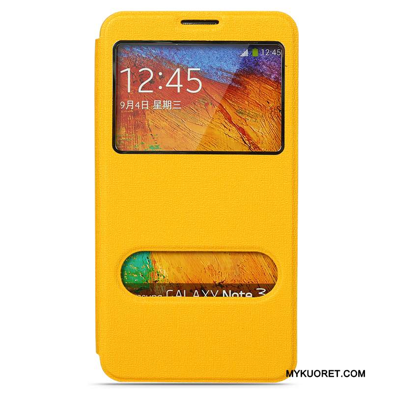 Kuori Samsung Galaxy Note 3 Kuoret Yksinkertainen Murtumaton, Kotelo Samsung Galaxy Note 3 Nahka Keltainen Takakansi