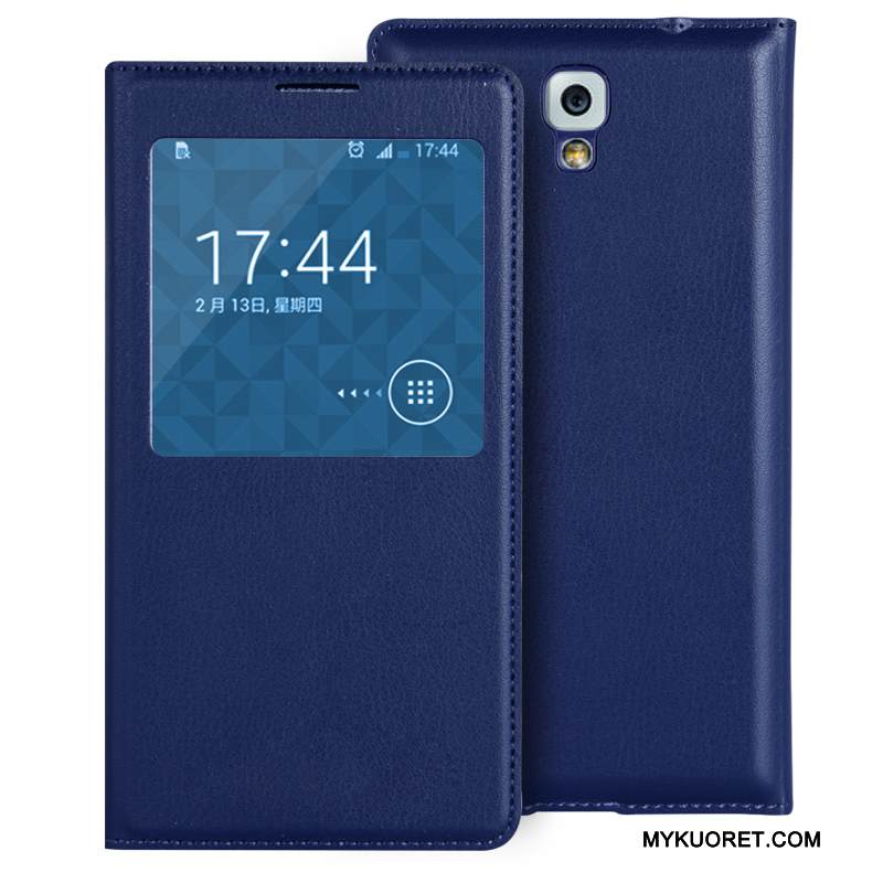 Kuori Samsung Galaxy Note 3 Nahka Violetti Puhelimen Kuoret, Kotelo Samsung Galaxy Note 3 Suojaus