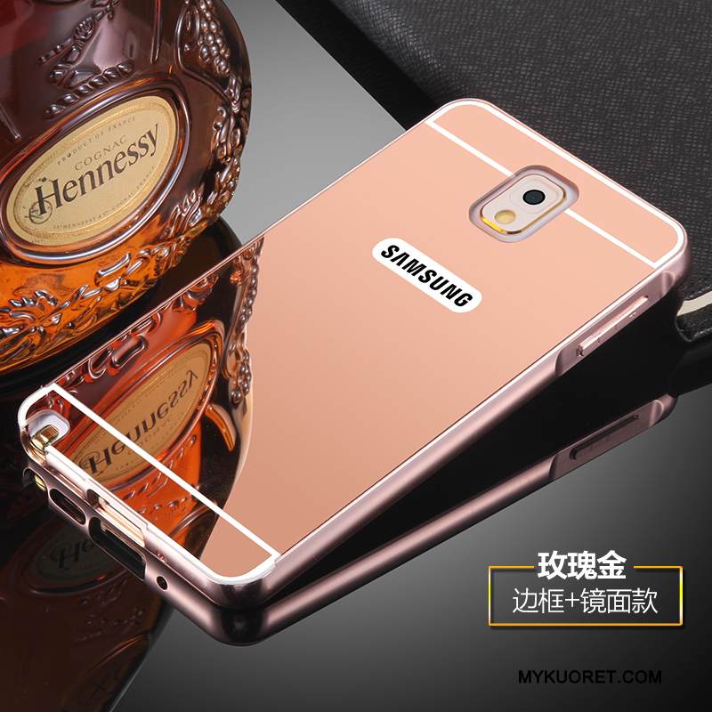 Kuori Samsung Galaxy Note 3 Tuki Kehys Kalvo, Kotelo Samsung Galaxy Note 3 Metalli Murtumaton Kulta