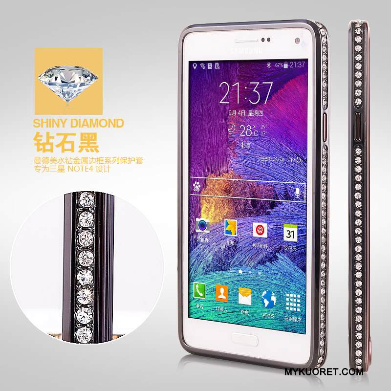 Kuori Samsung Galaxy Note 4 Metalli Kehys Puhelimen Kuoret, Kotelo Samsung Galaxy Note 4 Suojaus Trendi Kulta