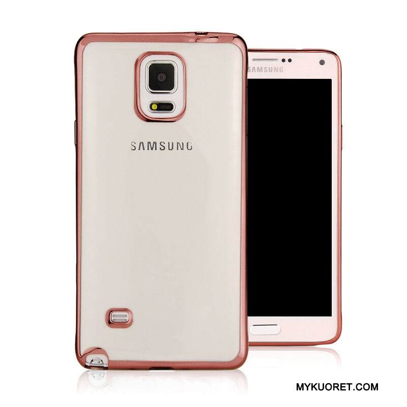 Kuori Samsung Galaxy Note 4 Silikoni Pinnoitus Kulta, Kotelo Samsung Galaxy Note 4 Pehmeä Neste Läpinäkyvä Murtumaton